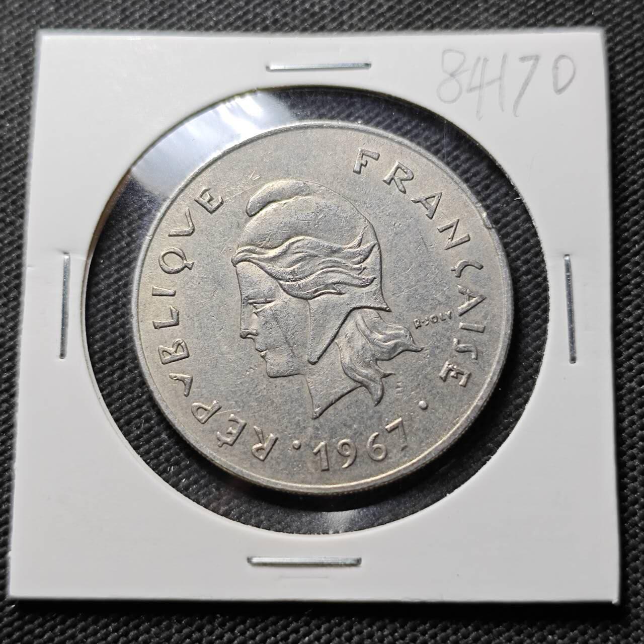 KK钱币收藏小铺  第384期  2月预留时间 周末发货 1967 法属新喀里多尼亚50法郎