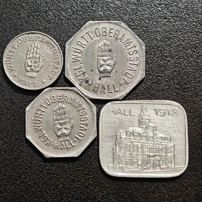 【德藏】世界币章拍卖第160期 - 德国德紧硬币 4枚一组