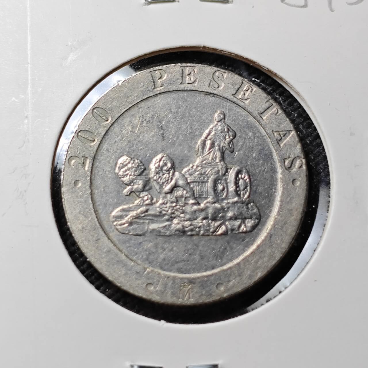 KK钱币收藏小铺  第384期  2月预留时间 周末发货  西班牙200比塞塔纪念币