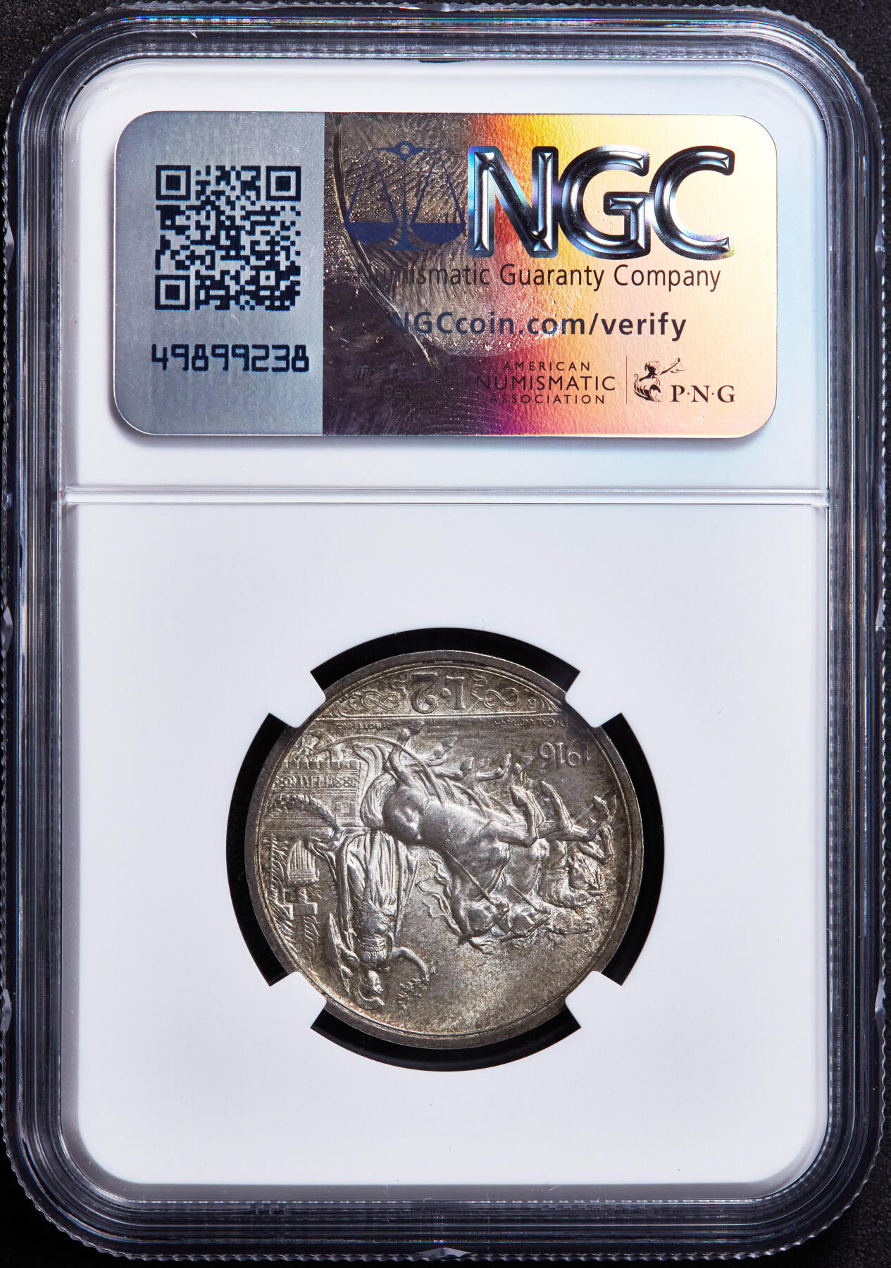 【俄甄集藏】2026年(046)01-07 星期三 晚 19:30 全场包邮 意大利1916年R版伊曼纽尔三世马车2里拉银币，NGC MS63，经典品种，黄油彩转光品相