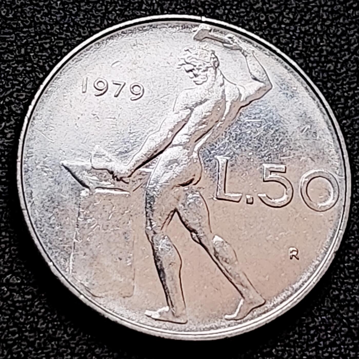 泉币菌-第160场-新年第三场 精品福利场 锻炼之神伍尔坎 意大利50里拉硬币 直径25MM 