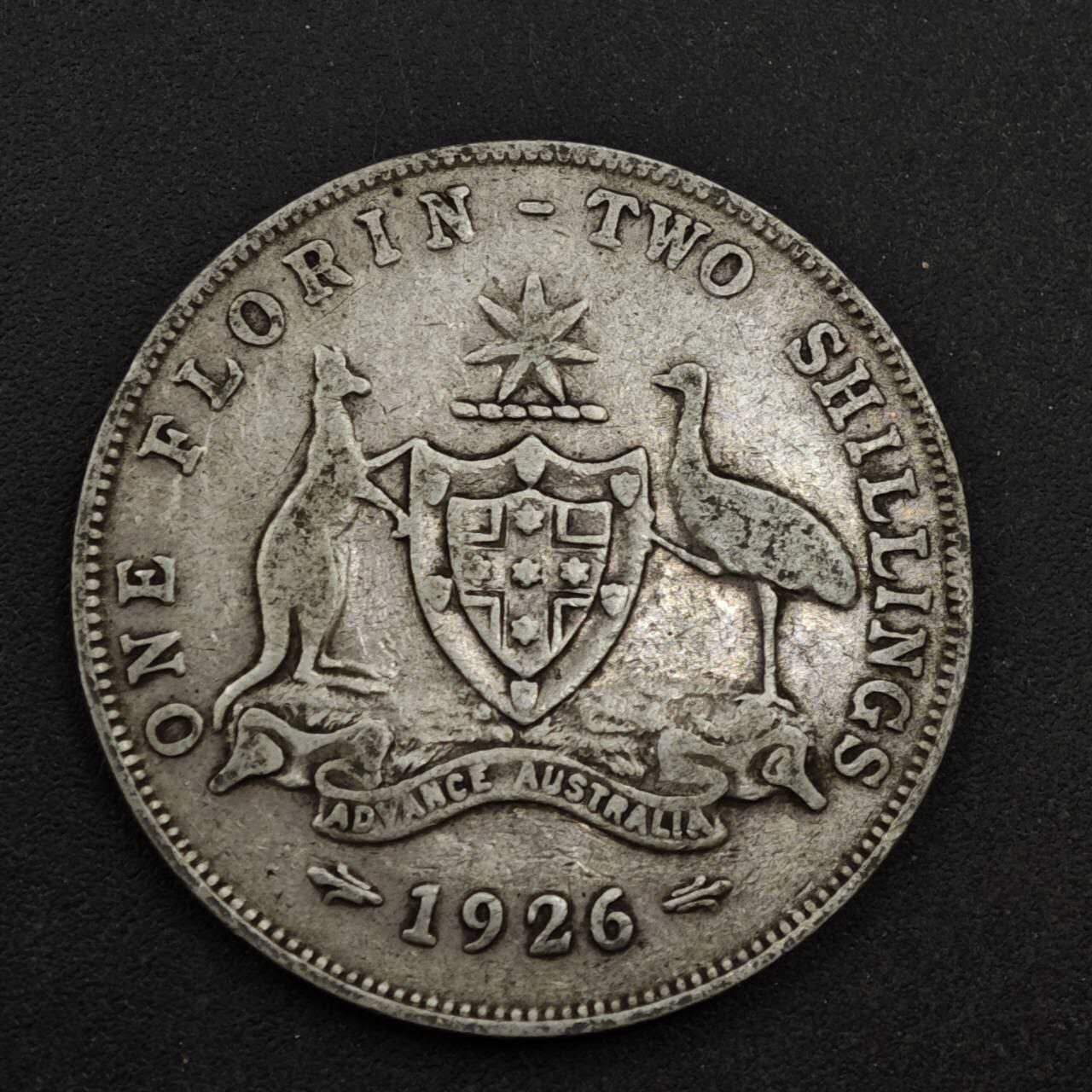 【淘币小摊】限时拍第八百三十九拍  散币银币场  满百包邮可预留两周  周一统一发货  澳大利亚1926年乔治五世弗洛林银币参考银价175