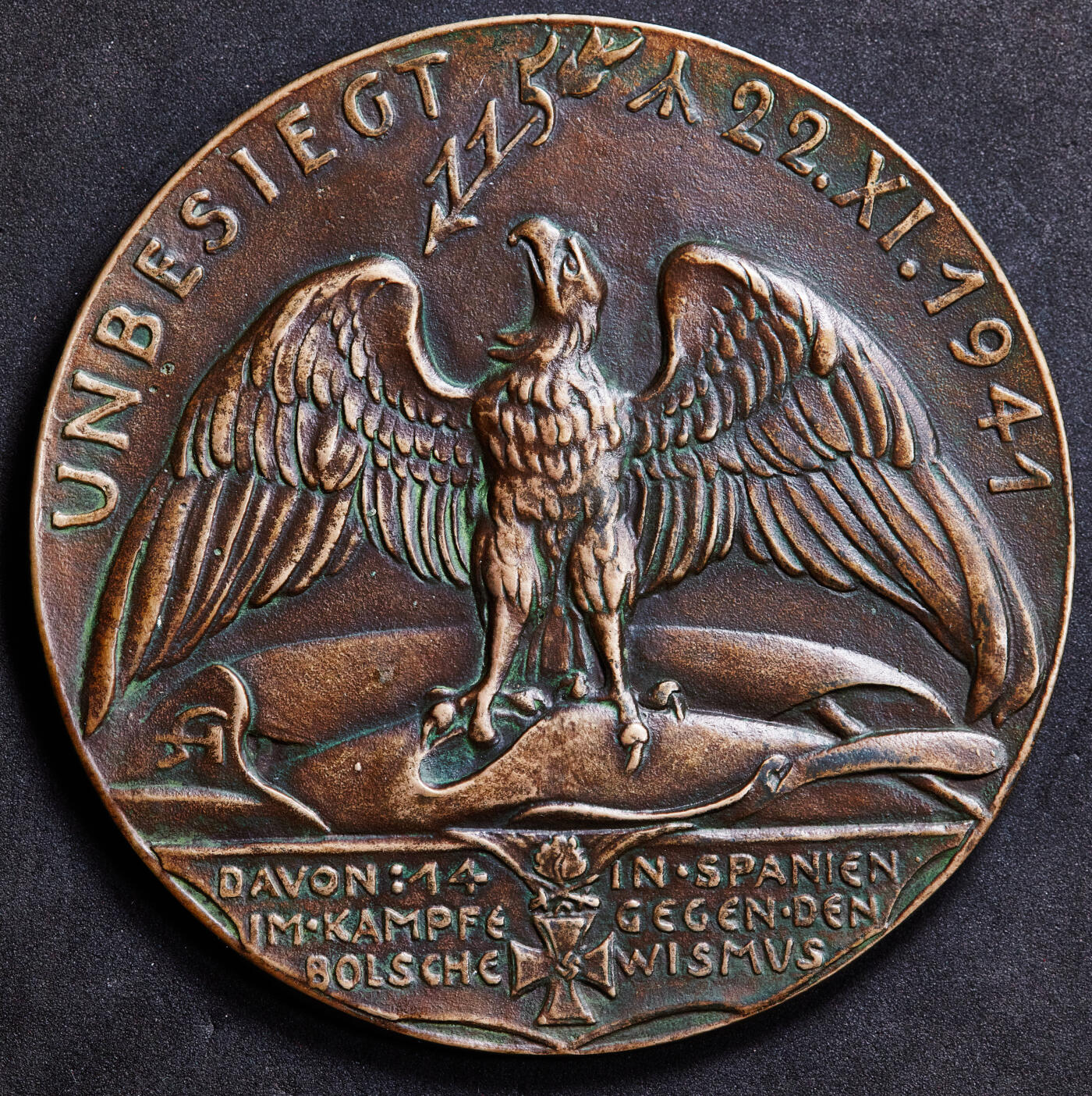 【俄甄集藏】2026年(046)01-07 星期三 晚 19:30 全场包邮 德国第三帝国1941年纪念王牌飞行员维尔纳·莫尔德斯逝世超大铜章，卡尔·哥茨作品，直径：95mm，重量：212.63克，少见品种