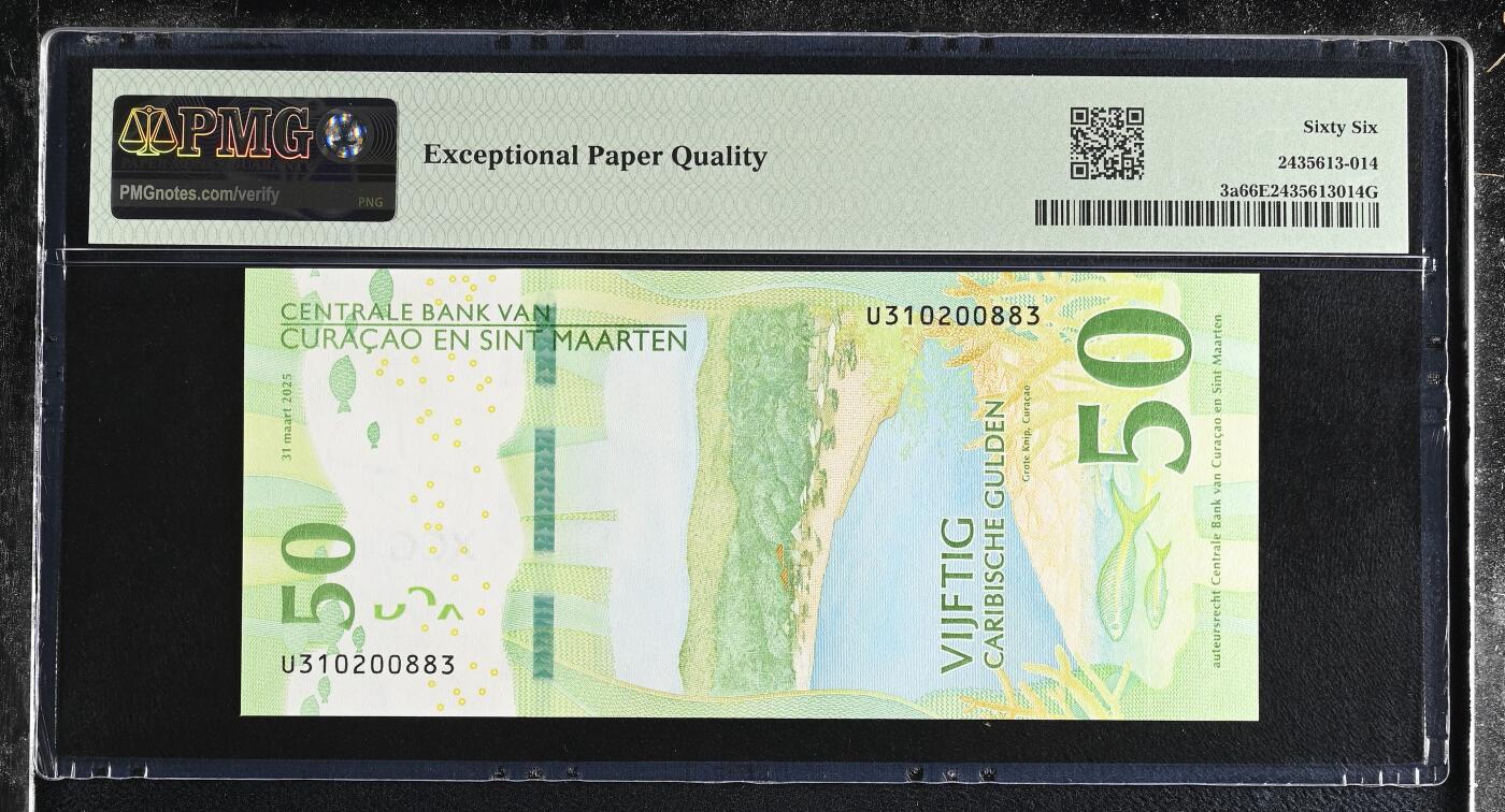 《艾美收藏》第227期-1.3周六外币黄金场-马年首拍 库拉索和圣马丁2025年首发U3冠50盾PMG66E无47 大海龟