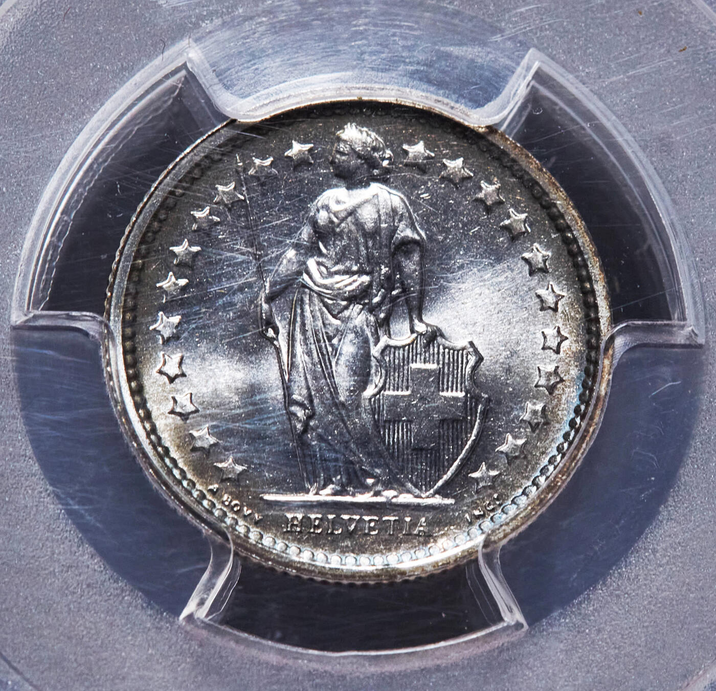 【俄甄集藏】2026年(046)01-07 星期三 晚 19:30 全场包邮 瑞士1964-1966年1/2、1、2法郎银币高分3枚一组，PCGS MS67，顶级转光品相