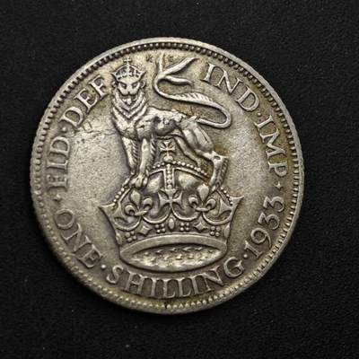 【淘币小摊】限时拍第八百三十九拍  散币银币场  满百包邮可预留两周  周一统一发货  - 英国1933年乔治五世一先令银币参考银价47