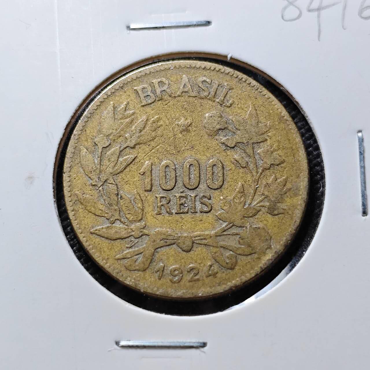 KK钱币收藏小铺  第384期  2月预留时间 周末发货  1924巴西1000瑞斯铜币