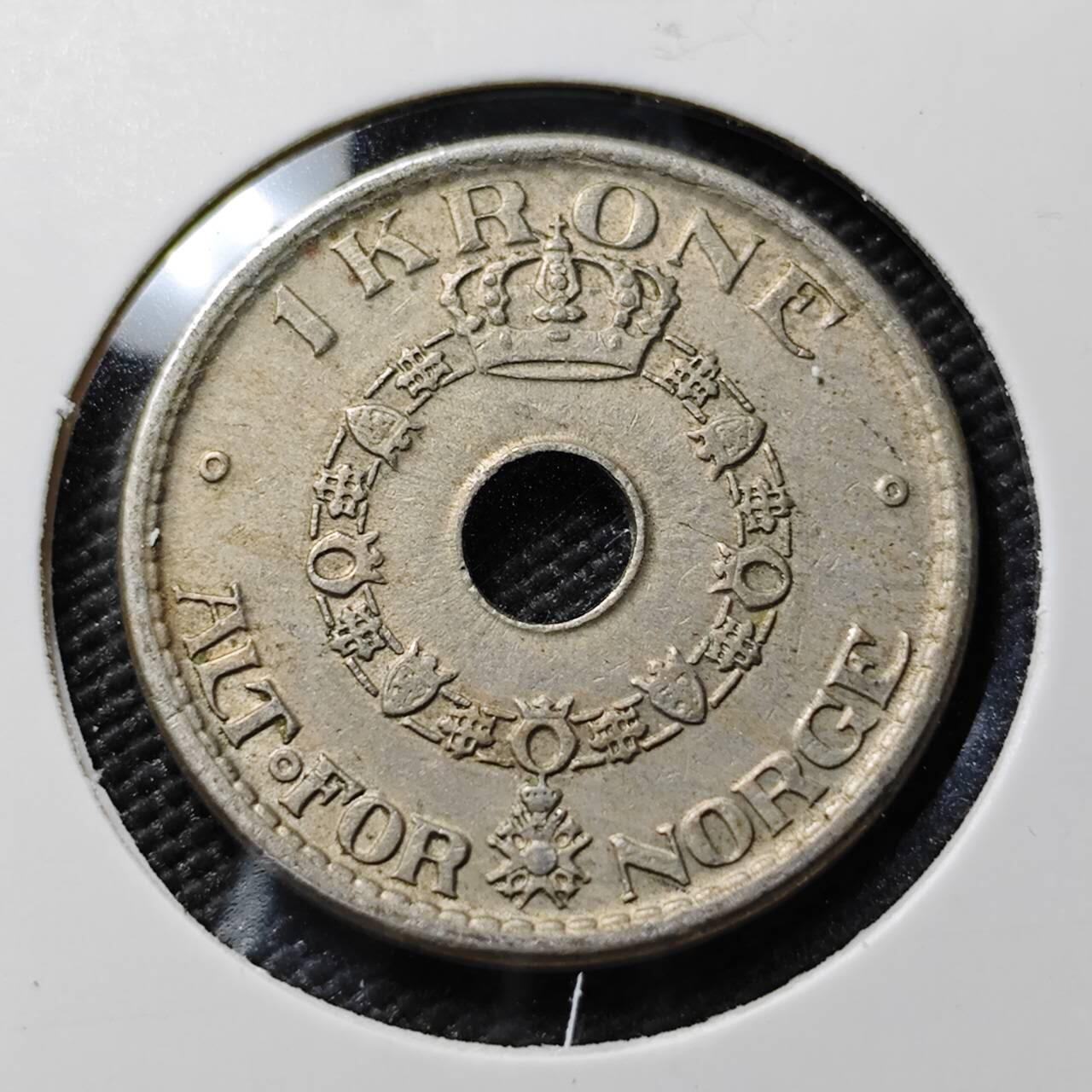 KK钱币收藏小铺  第383期  2月预留时间 周末发货  1950挪威1欧尔镍币