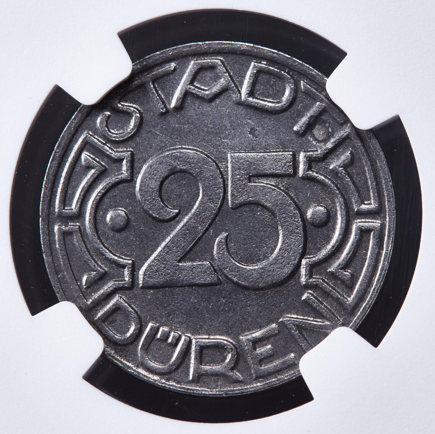 【俄甄集藏】2026年(046)01-07 星期三 晚 19:30 全场包邮 德国1919年战后紧急时期迪伦市25芬尼矿工铁币，NGC MS62，经典品种，MS难得