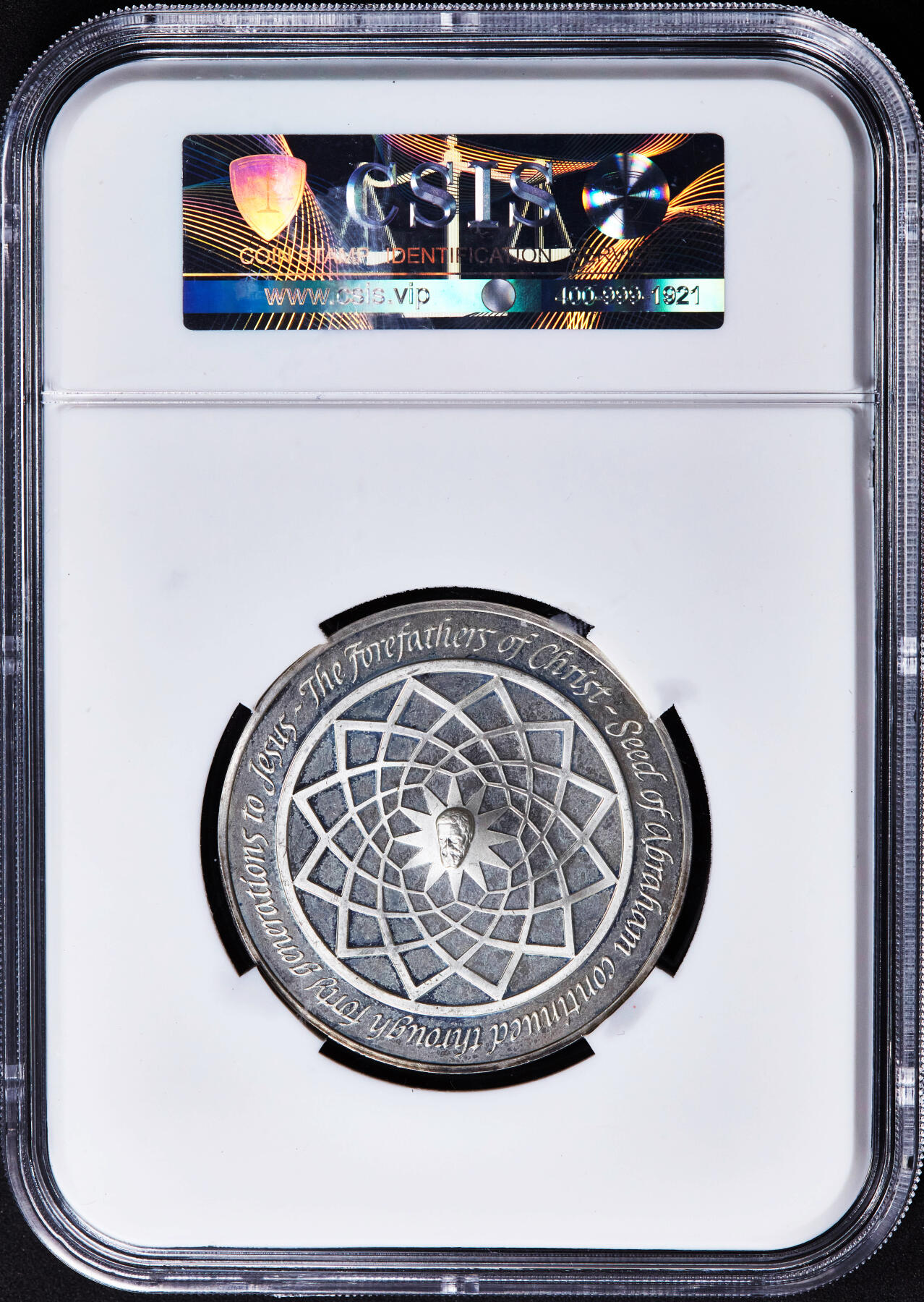 【俄甄集藏】2026年(046)01-07 星期三 晚 19:30 全场包邮 意大利1970年代浮雕复刻米开朗基罗《圣家族》雕塑宗教崇尚精制大银章，信泰 PF63UC，原味包浆，重1.25盎司，92.5%银，标签错误