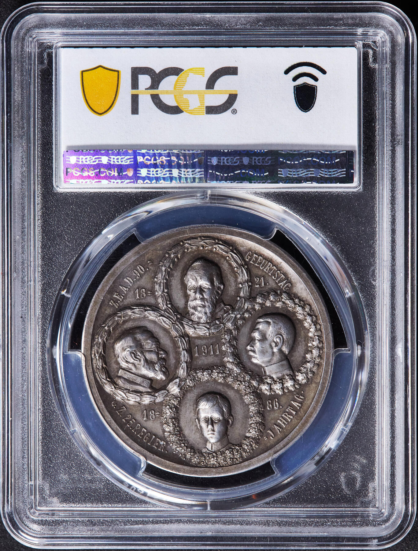 【俄甄集藏】2026年(046)01-07 星期三 晚 19:30 全场包邮 德国1911年纪念柳特波德亲王90寿辰橡树、皇室家族银章，PCGS SP63，原味状态，经典品种