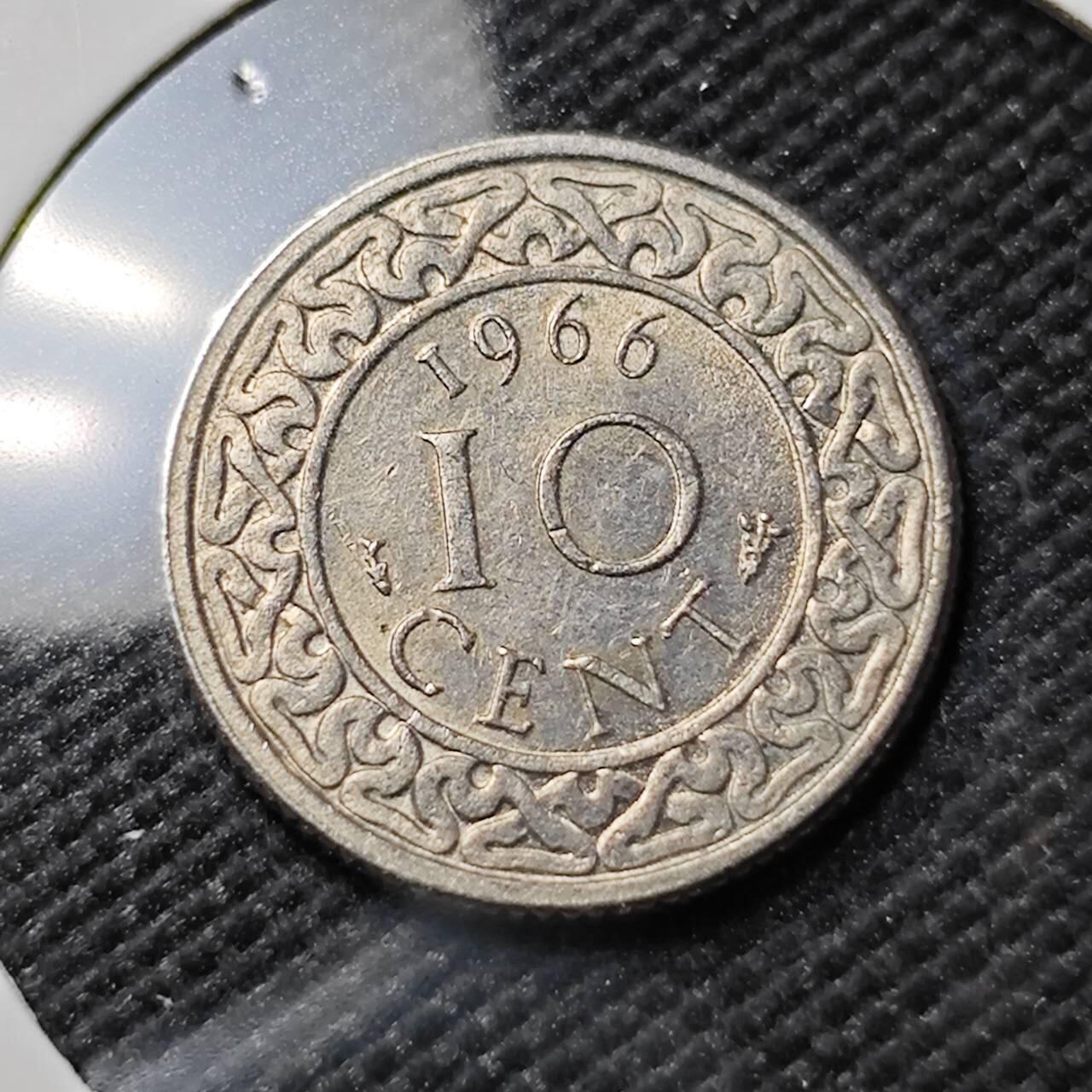 KK钱币收藏小铺  第383期  2月预留时间 周末发货  1966苏里南10分 好品