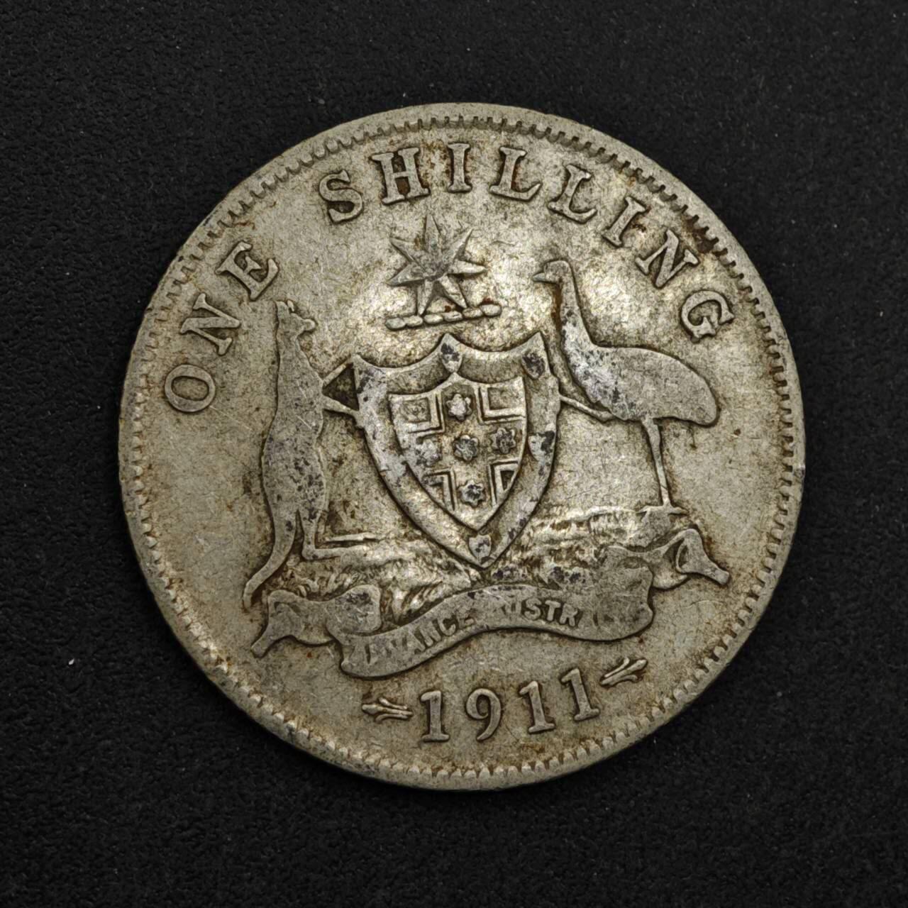 【淘币小摊】限时拍第八百三十九拍  散币银币场  满百包邮可预留两周  周一统一发货  澳大利亚1911年乔治五世一先令银币参考银价87