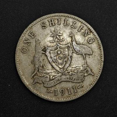 【淘币小摊】限时拍第八百三十九拍  散币银币场  满百包邮可预留两周  周一统一发货  - 澳大利亚1911年乔治五世一先令银币参考银价87