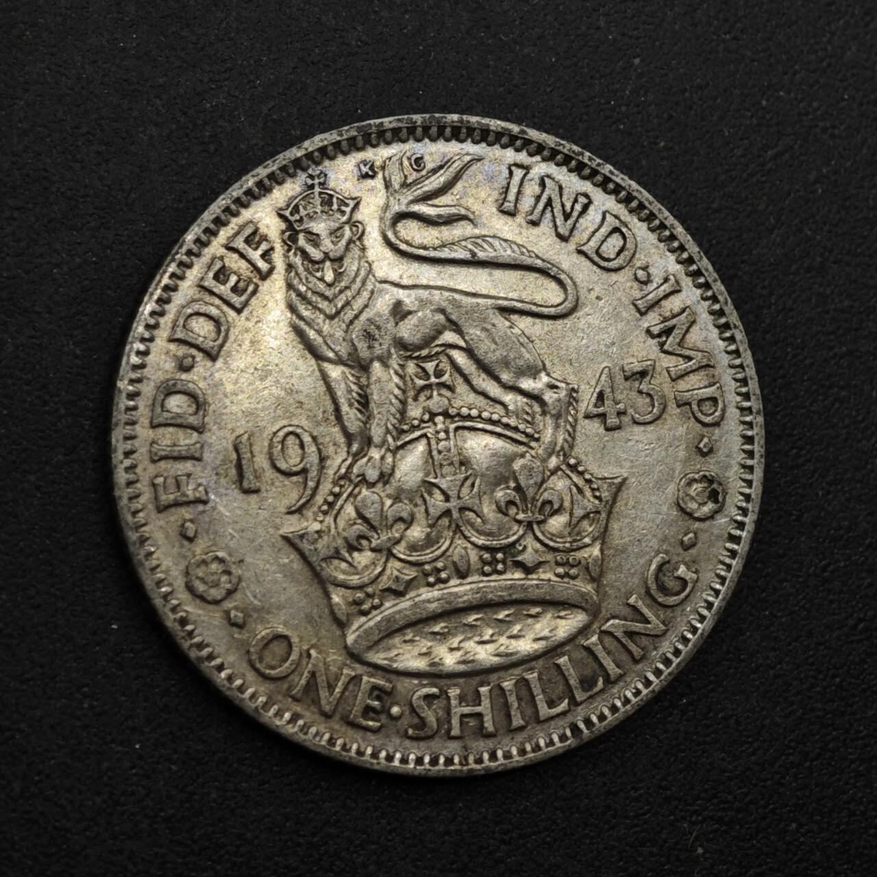 【淘币小摊】限时拍第八百三十九拍  散币银币场  满百包邮可预留两周  周一统一发货  英国1943年乔治六世一先令银币参考银价47