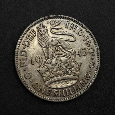 【淘币小摊】限时拍第八百三十九拍  散币银币场  满百包邮可预留两周  周一统一发货  - 英国1943年乔治六世一先令银币参考银价47