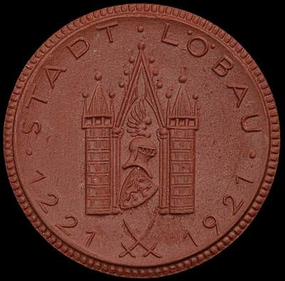 修遠堂世界钱币第一百期 - 1927年德国紧急时期-洛鲍（Löbau）建城 700 周年纪念陶瓷应急货币 41.00mm，11.34g