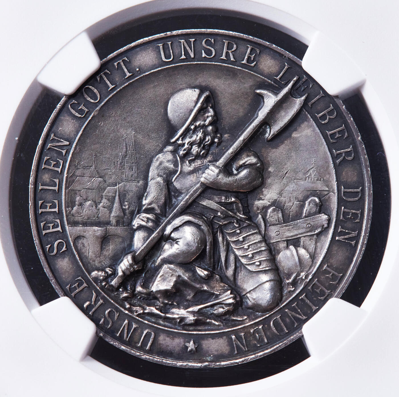 【俄甄集藏】2026年(046)01-07 星期三 晚 19:30 全场包邮 瑞士1897年巴塞尔射击节大银章，NGC MS63，设计精美，酱彩包浆