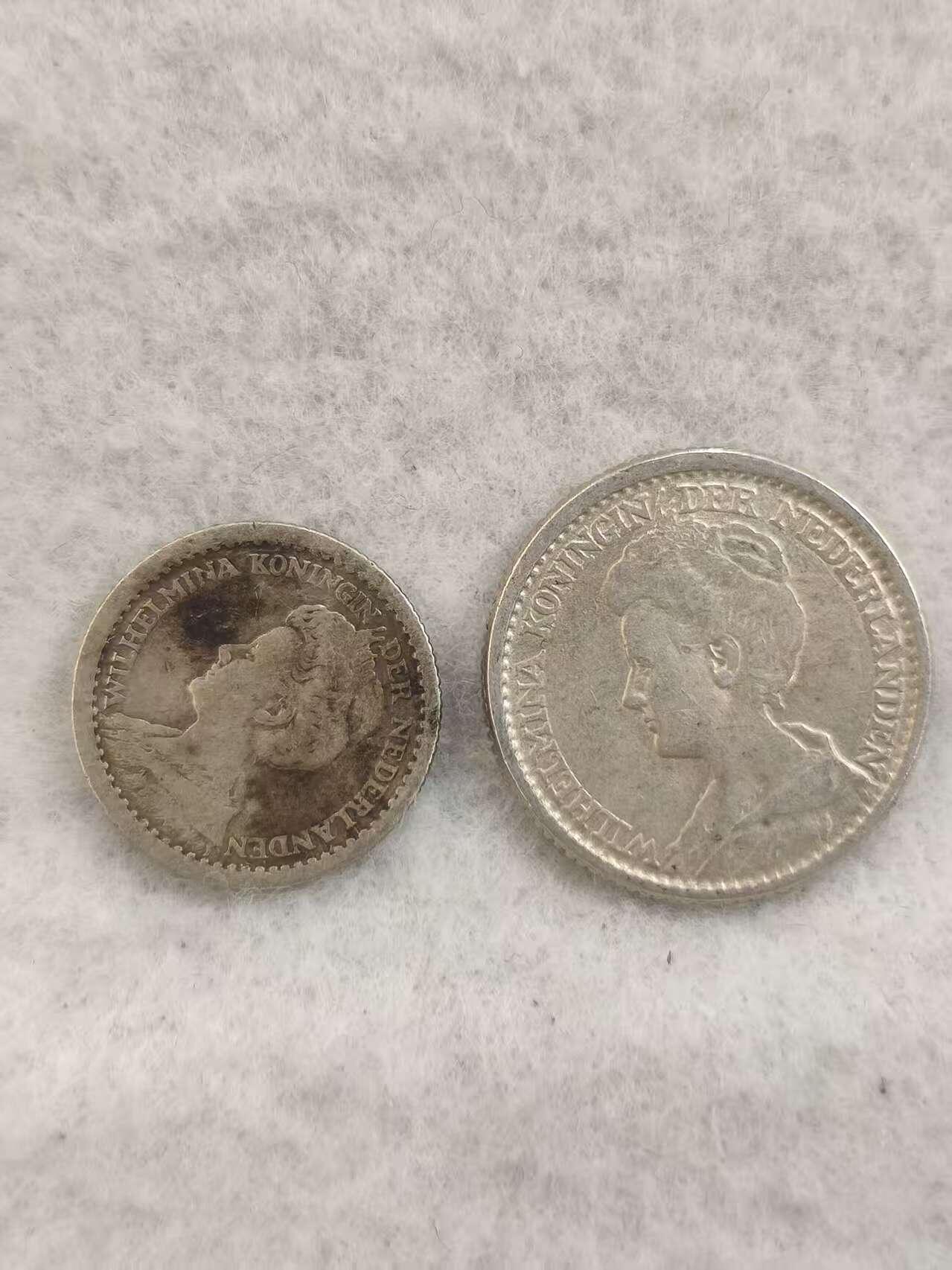 G&W世界散币，银币处理专场（第41场） 荷兰1917,1918年10,25分银币  2枚