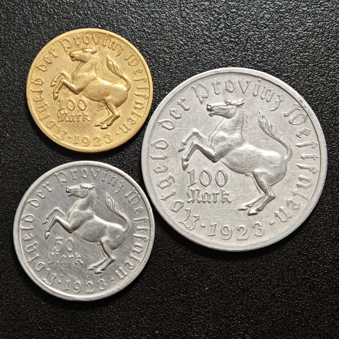 【德藏】世界币章拍卖第160期 德国 德紧硬币 3枚一组