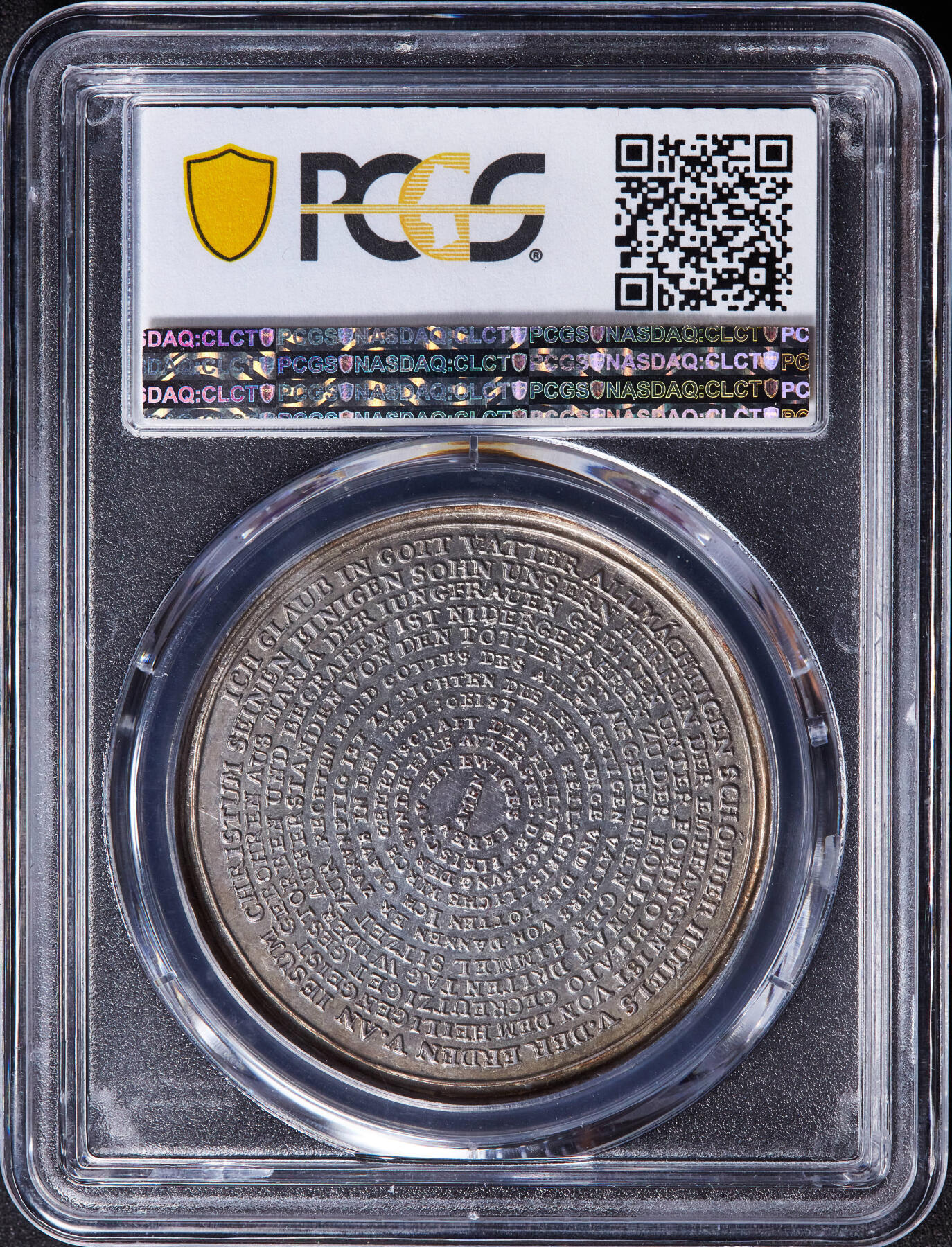 【俄甄集藏】2026年(046)01-07 星期三 晚 19:30 全场包邮 德国19世纪天主教无纪年宗教洗礼天使、圣徒巴洛克风格大银章，PCGS SP63，黄油彩老包浆