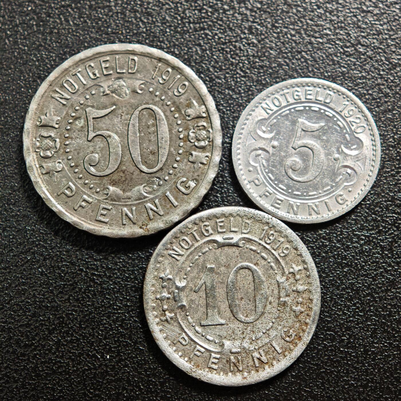 【德藏】世界币章拍卖第160期 德国 德紧硬币 3枚一组