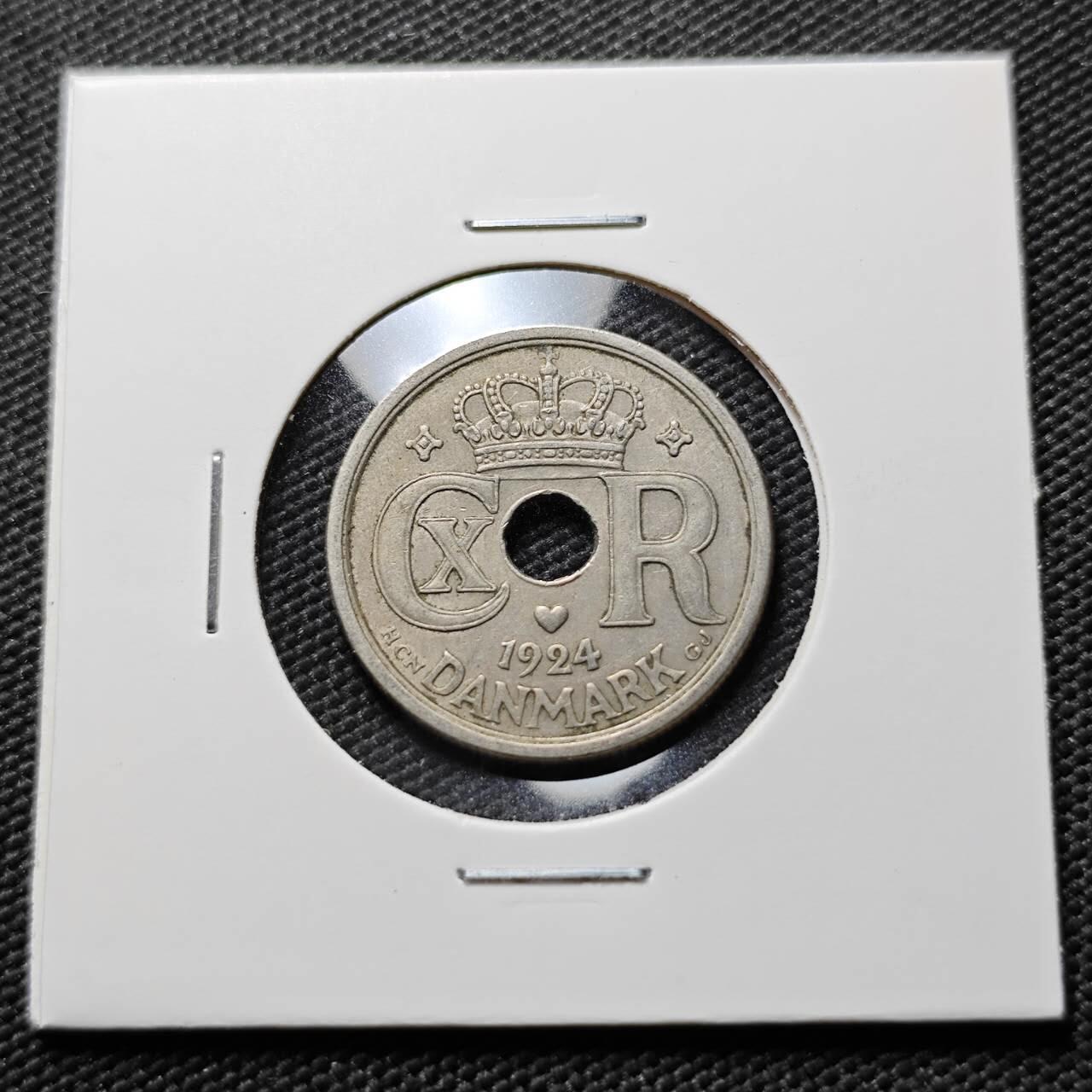 KK钱币收藏小铺  第384期  2月预留时间 周末发货 1924 丹麦25欧尔