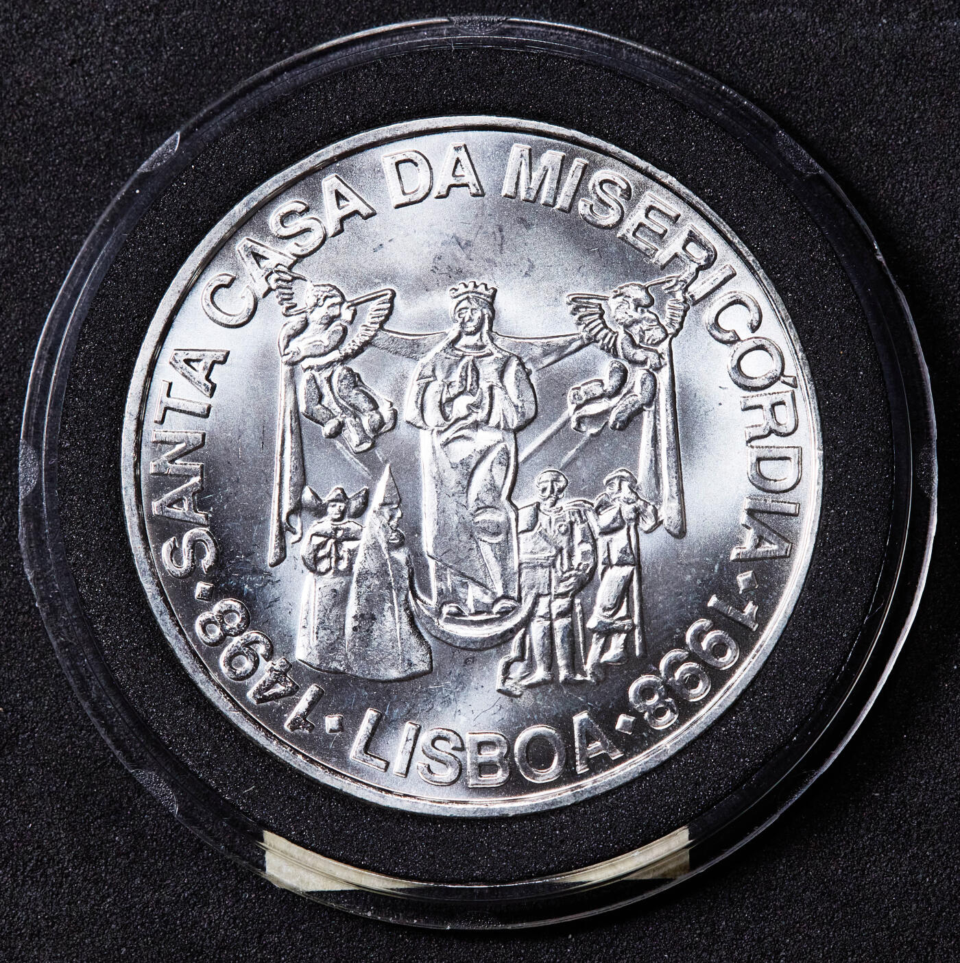 【俄甄集藏】2026年(046)01-07 星期三 晚 19:30 全场包邮 葡萄牙1998年纪念里斯本仁慈堂成立500周年1000埃斯库多大银币，重27克，50%银