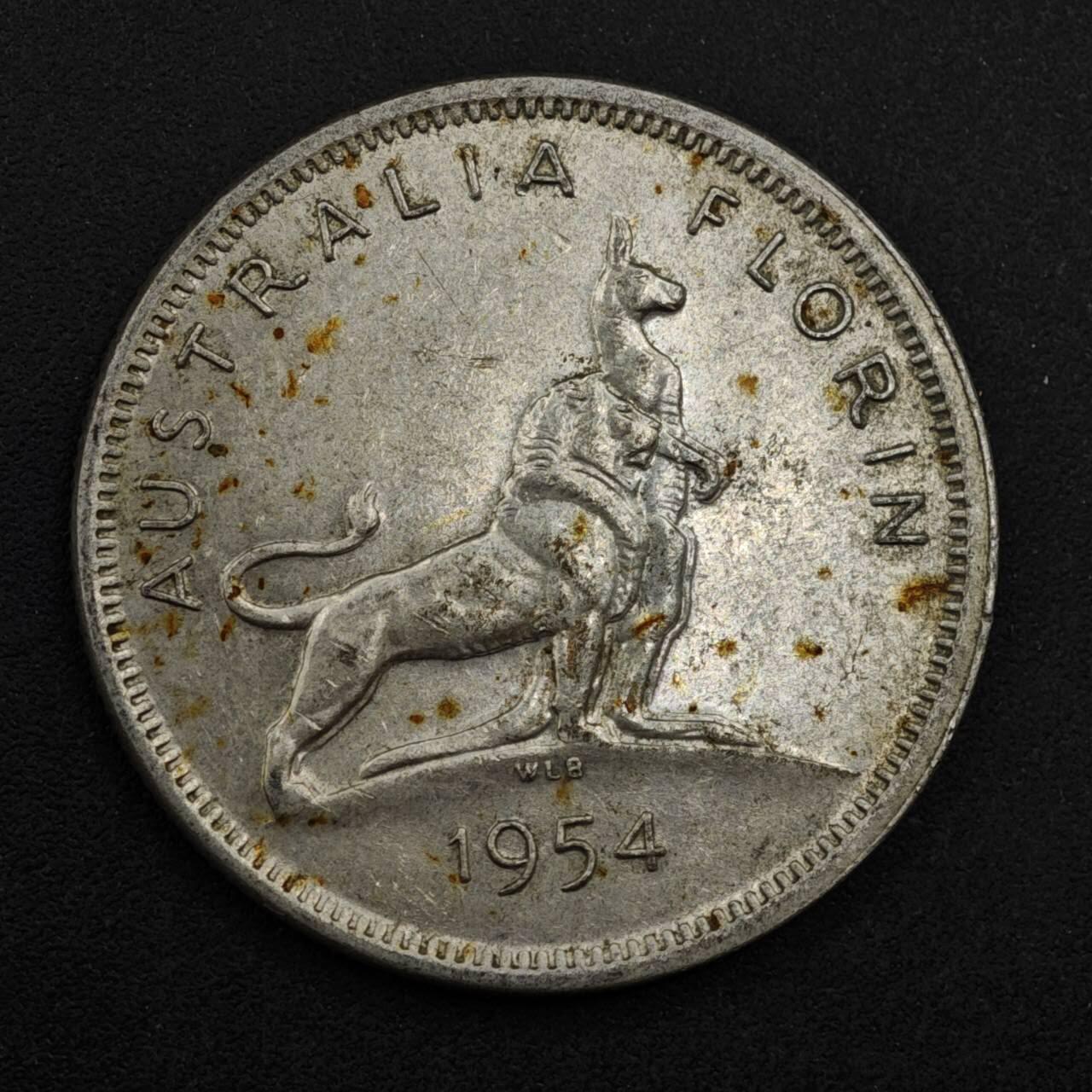 【淘币小摊】限时拍第八百三十九拍  散币银币场  满百包邮可预留两周  周一统一发货  澳大利亚1954年乔治六世弗洛林银币参考银价95