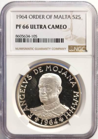 博洋堂“岁启嘉年”2026新年精品大拍专场暨第155期（全场包邮） - NGC PF66UC 马耳他骑士团1964年2斯库多精制银币