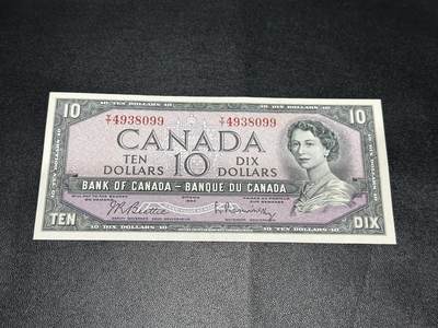 《外钞收藏家》第五百九十九期（畅拍场）（本平台长期征集拍品、欢迎藏友们联系合作） - 1954年加拿大风景版10加元 AU品相 靓号