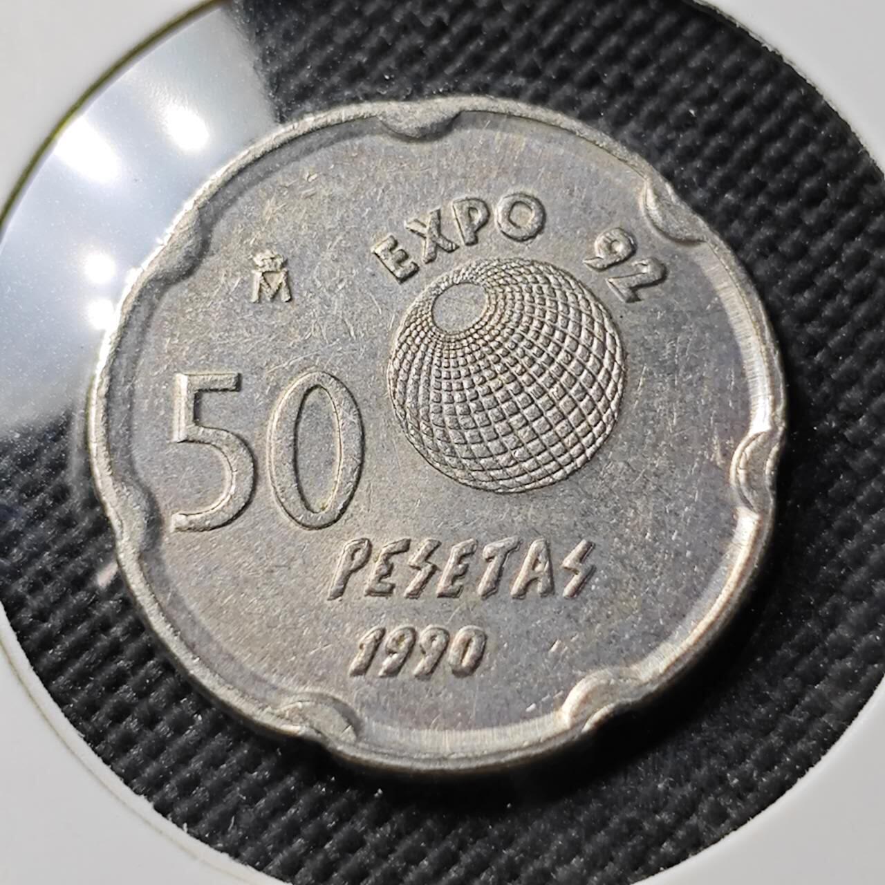 KK钱币收藏小铺  第384期  2月预留时间 周末发货  西班牙50比塞塔纪念币