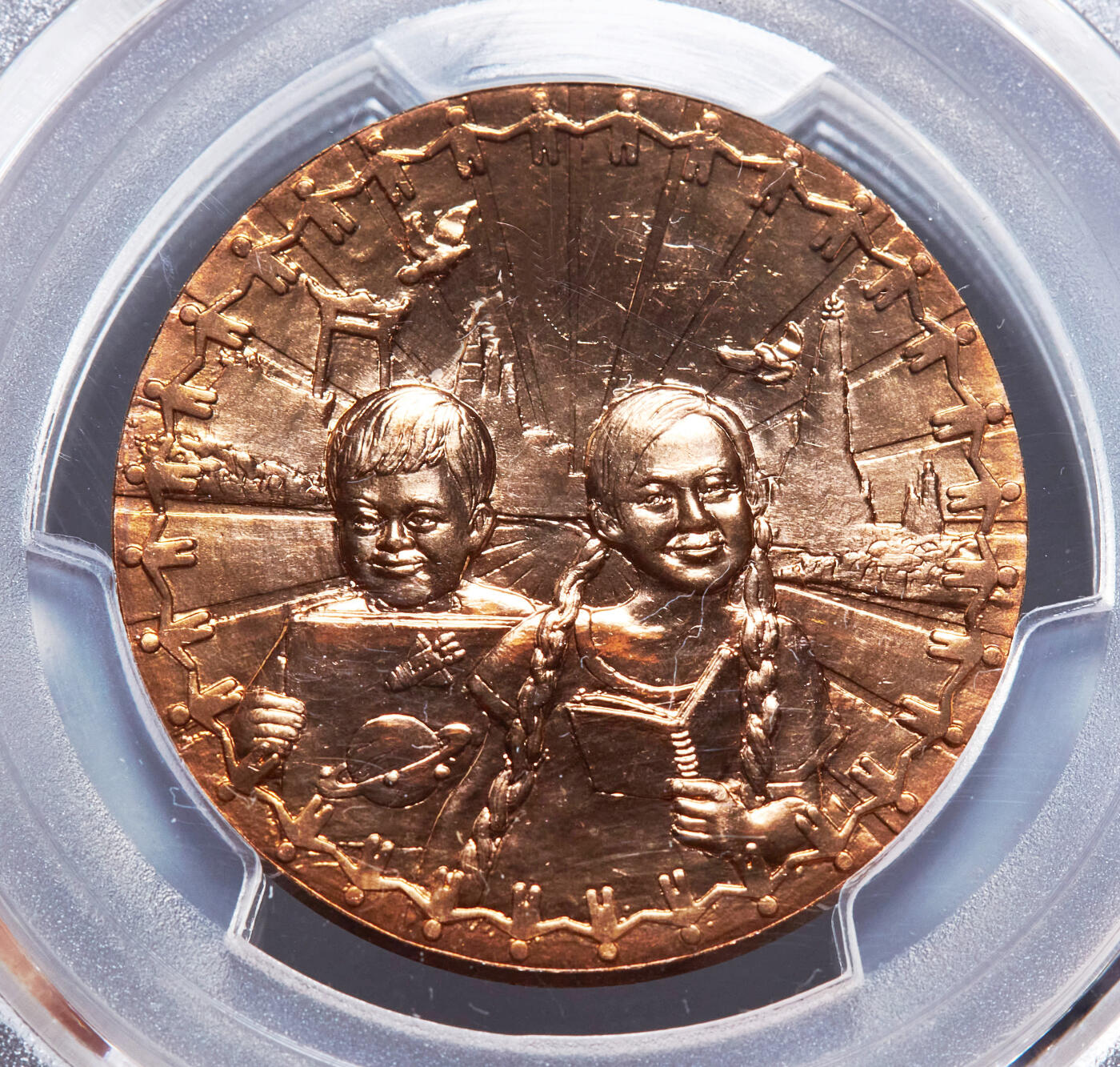 【俄甄集藏】2026年(046)01-07 星期三 晚 19:30 全场包邮 泰国2014/2015/2016年儿童节社会发展与科学普及主题造币厂纪念铜章3枚一组，PCGS MS65/MS66RD，原铜光，少见品种