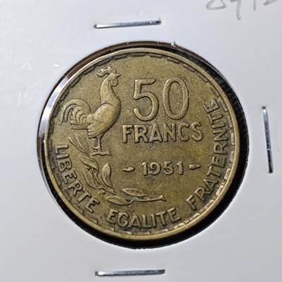 KK钱币收藏小铺  第384期  2月预留时间 周末发货 -  1951法国50法郎
