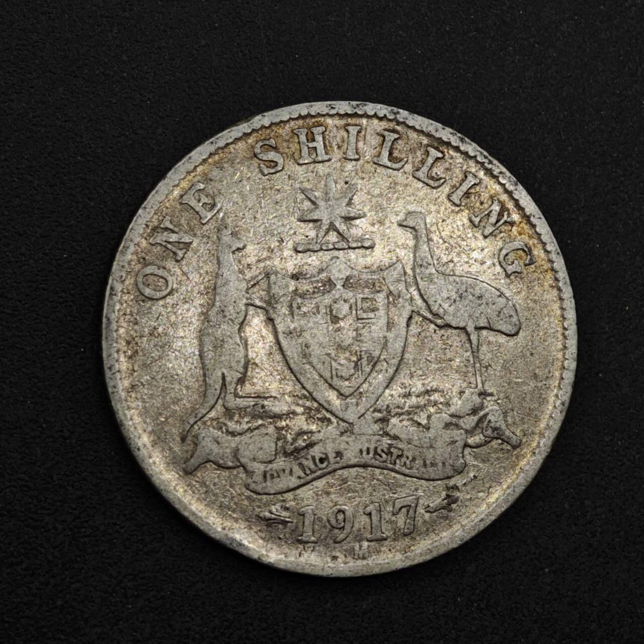 【淘币小摊】限时拍第八百三十九拍  散币银币场  满百包邮可预留两周  周一统一发货  澳大利亚1917年乔治五世一先令银币参考银价87