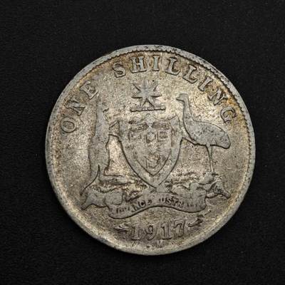 【淘币小摊】限时拍第八百三十九拍  散币银币场  满百包邮可预留两周  周一统一发货  - 澳大利亚1917年乔治五世一先令银币参考银价87