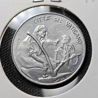 KK钱币收藏小铺  第384期  2月预留时间 周末发货 -  梵蒂冈10里拉 少见