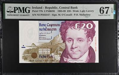 《艾美收藏》第227期-1.3周六外币黄金场-马年首拍 - 爱尔兰C序列1999年20镑PMG67E亚军分 爱尔兰宪章运动领袖奥康奈尔 Pick#77b