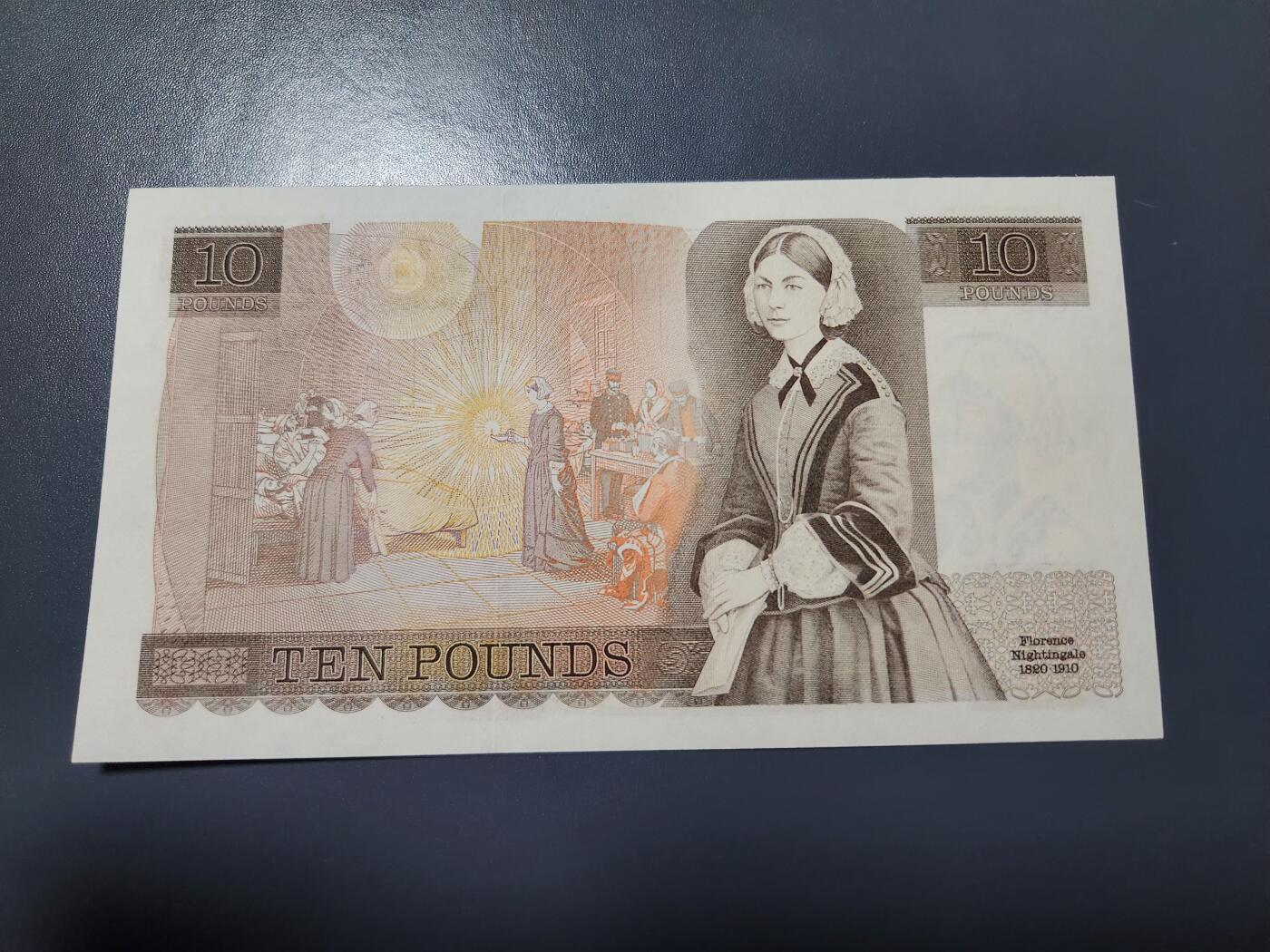 1月2号晚上8点 外国纸币自动截拍第78场 英国10镑纸币 1975-1980年JBPage签 D序列 几乎全新
