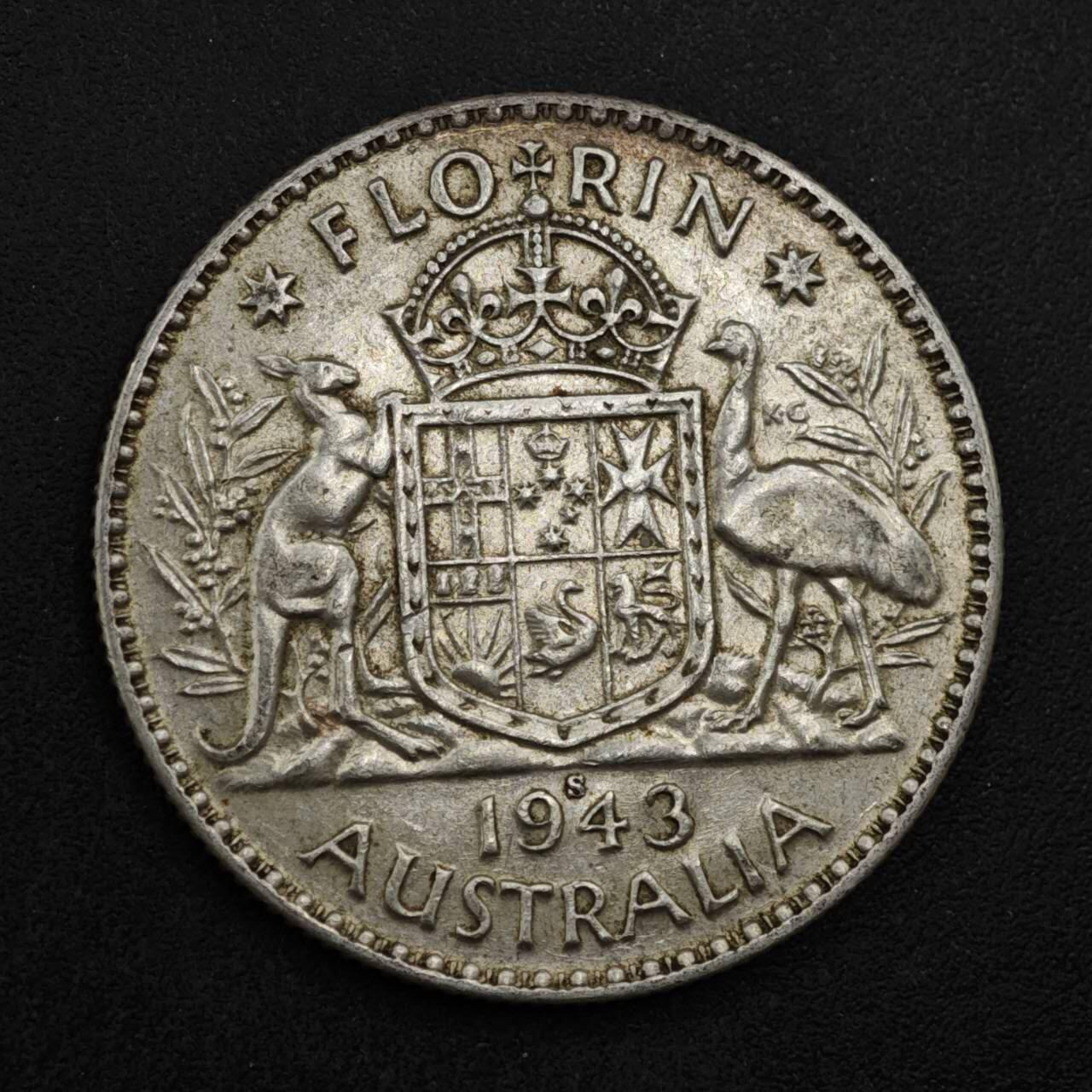 【淘币小摊】限时拍第八百三十九拍  散币银币场  满百包邮可预留两周  周一统一发货  澳大利亚1943年乔治六世弗洛林银币S版参考银价175