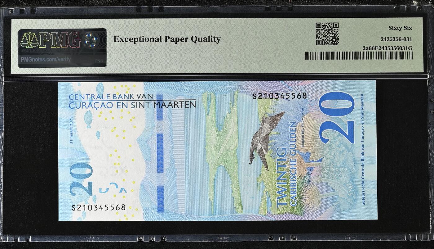 《艾美收藏》第227期-1.3周六外币黄金场-马年首拍 库拉索和圣马丁2025年首发S2冠20盾PMG66E尾8 海洋题材