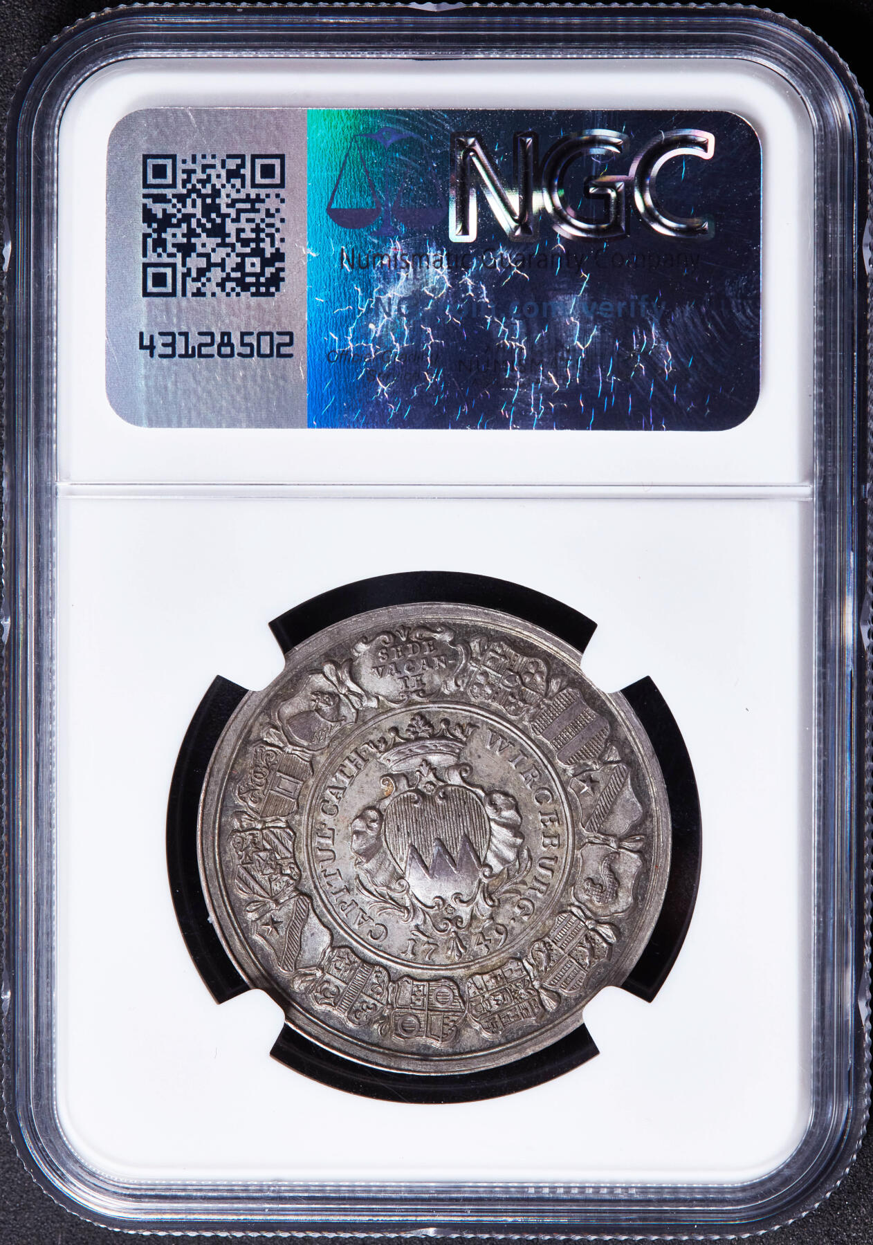 【俄甄集藏】2026年(046)01-07 星期三 晚 19:30 全场包邮 神圣罗马帝国-德国维尔茨堡1749年主教缺位1/2泰勒银币，NGC MS63，珍稀品种，顶级状态，唯一冠军分数