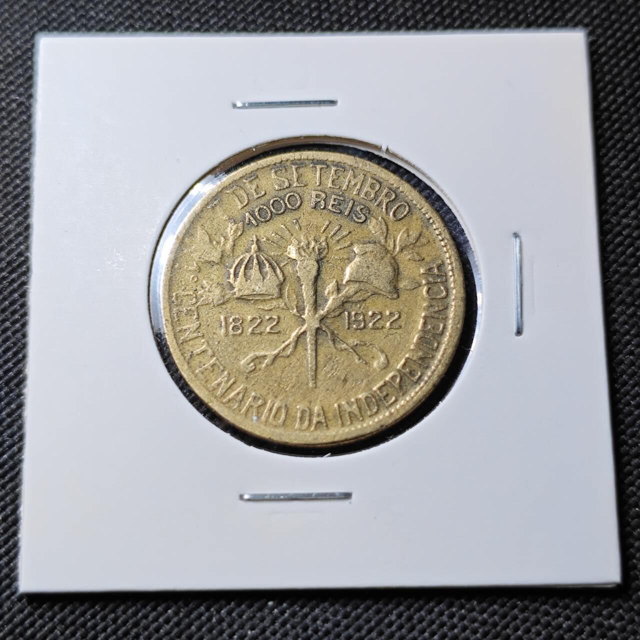 KK钱币收藏小铺  第383期  2月预留时间 周末发货  1922巴西1000瑞斯纪念币