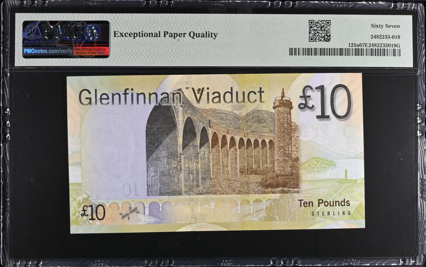 《艾美收藏》第227期-1.3周六外币黄金场-马年首拍 苏格兰2007年首发AA冠10镑PMG67E亚军分百位511号，Pick#125a