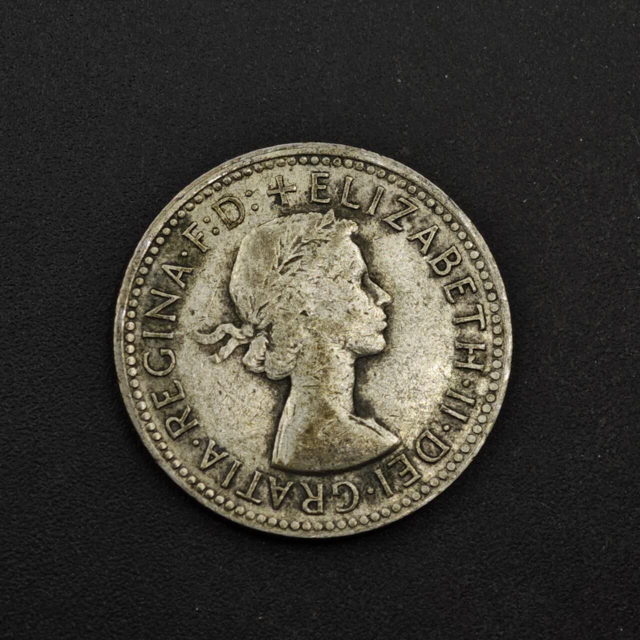 【淘币小摊】限时拍第八百三十九拍  散币银币场  满百包邮可预留两周  周一统一发货  澳大利亚1960年伊丽莎白二世一先令银币参考银价48