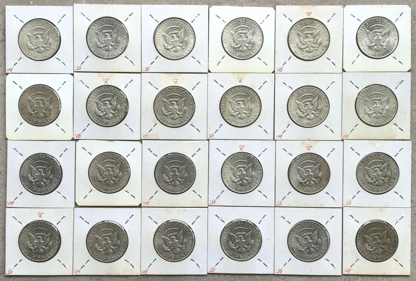 博洋堂“岁启嘉年”2026新年精品大拍专场暨第155期（全场包邮） 美国1964-69年肯尼迪半美元银币一组24枚，几乎都是UNC品