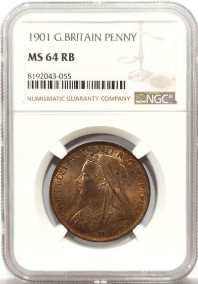 博洋堂“岁启嘉年”2026新年精品大拍专场暨第155期（全场包邮） - NGC MS64RB 英国1901年维多利亚1便士 铜光很好