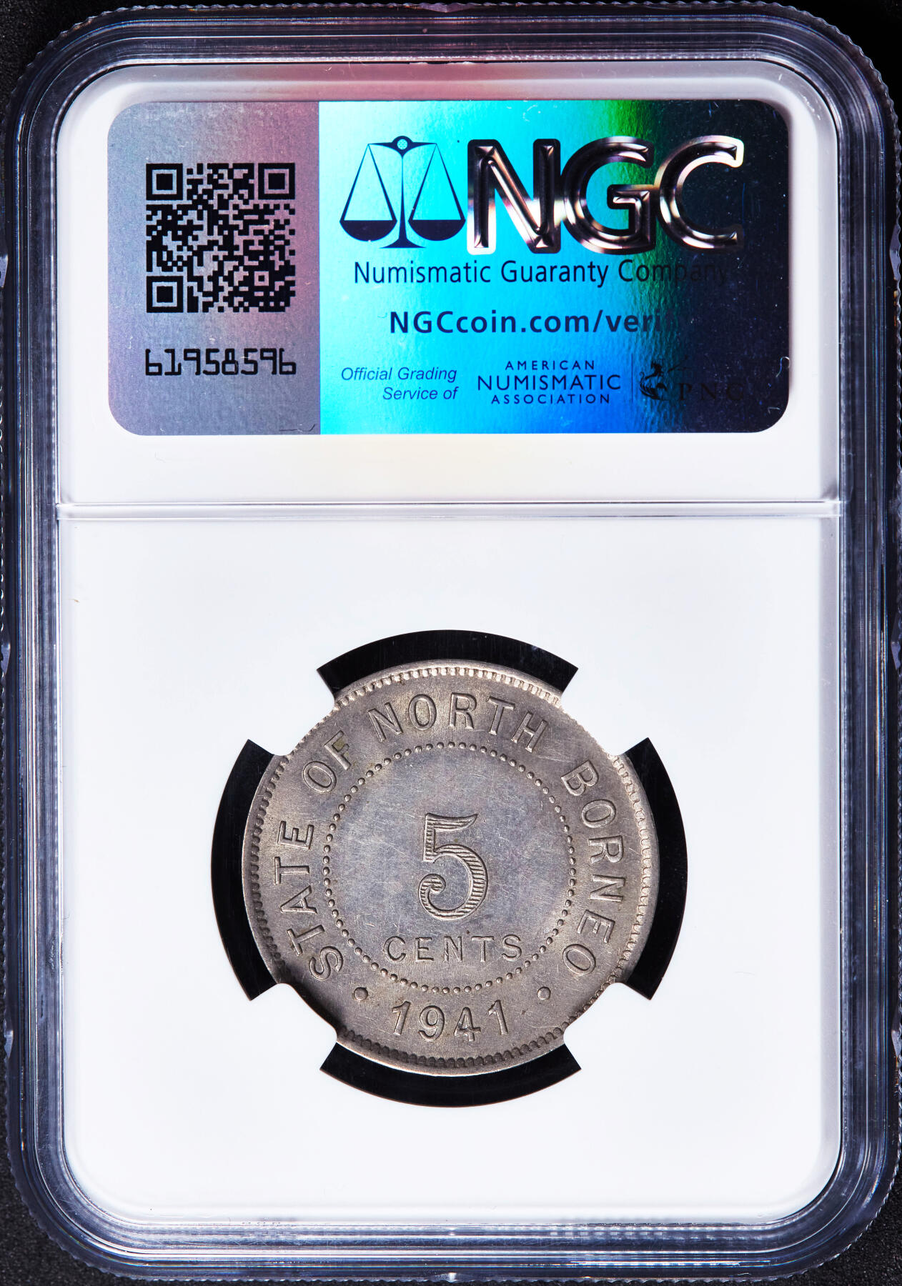 【俄甄集藏】2026年(046)01-07 星期三 晚 19:30 全场包邮 英属北婆罗洲1941年乔治六世5分镍币，NGC MS62，转光品相，好品少见