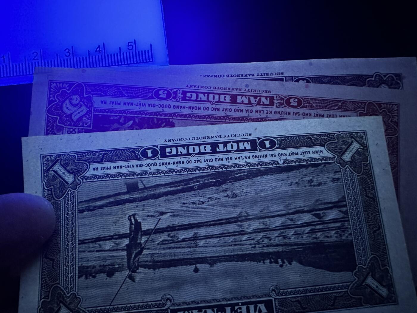 《外钞收藏家》第五百九十九期（畅拍场）（本平台长期征集拍品、欢迎藏友们联系合作） 1955年越南1、2、5盾 3张一起 全新不绝 轻微瑕疵