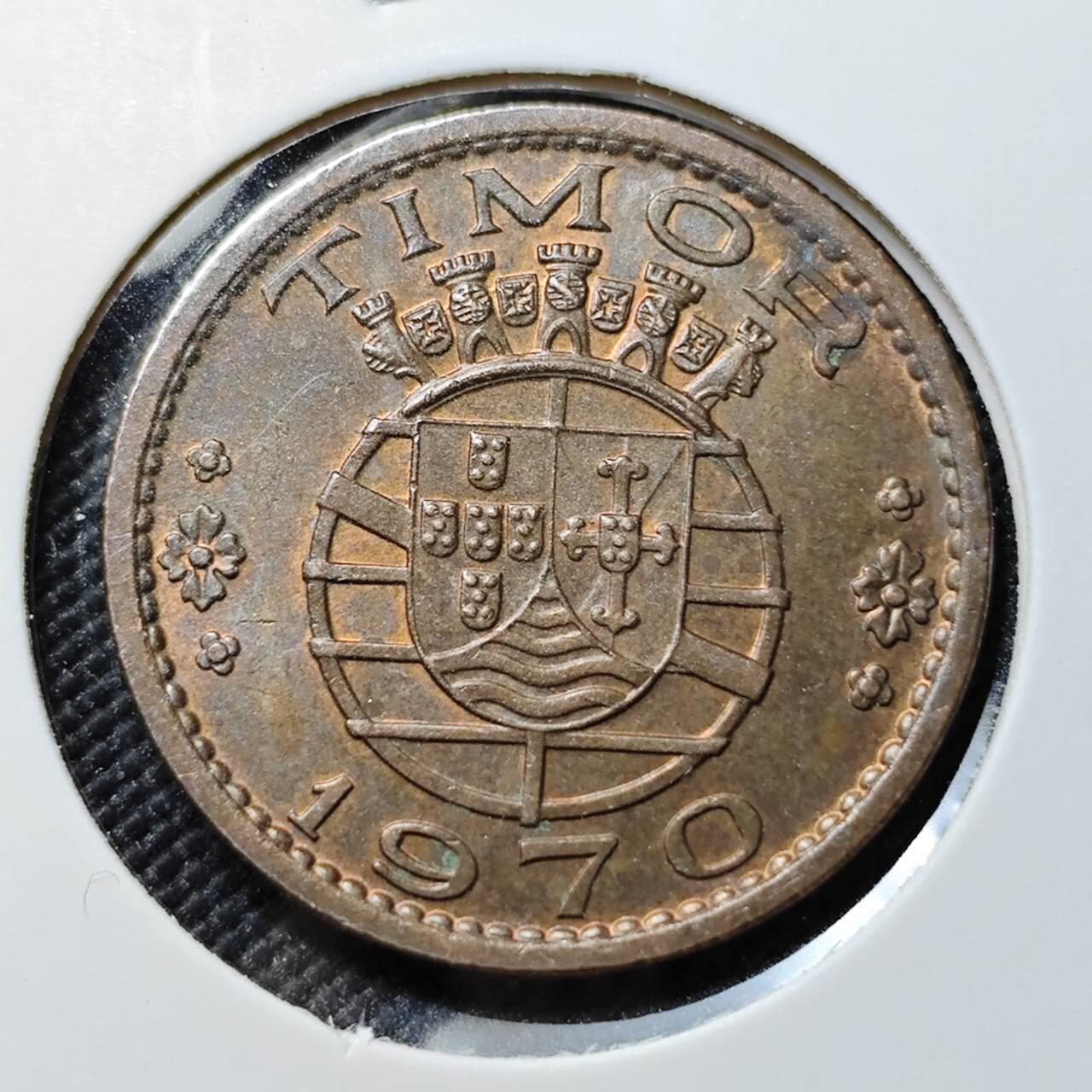 KK钱币收藏小铺  第384期  2月预留时间 周末发货  1970葡属东帝汶1埃斯库多铜币